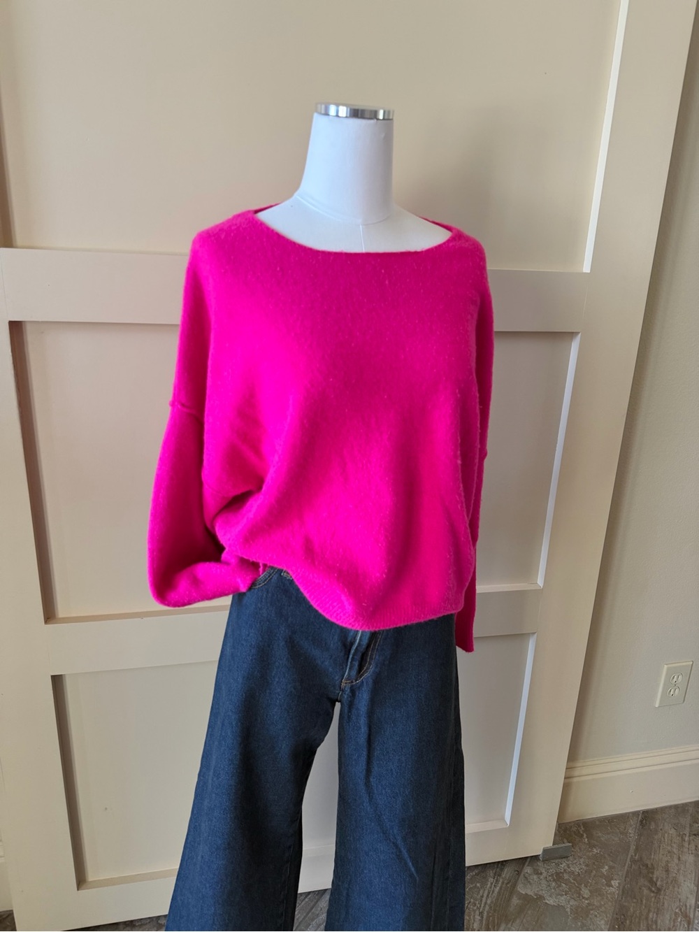 Evereve Hot Pink Off-the-Shoulder Sweater